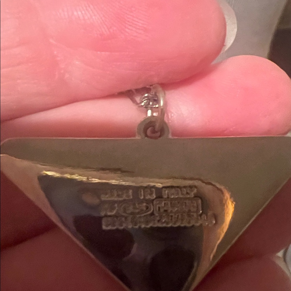 Upcycled Authentic Prada Silver Triangle Pendant … - image 3